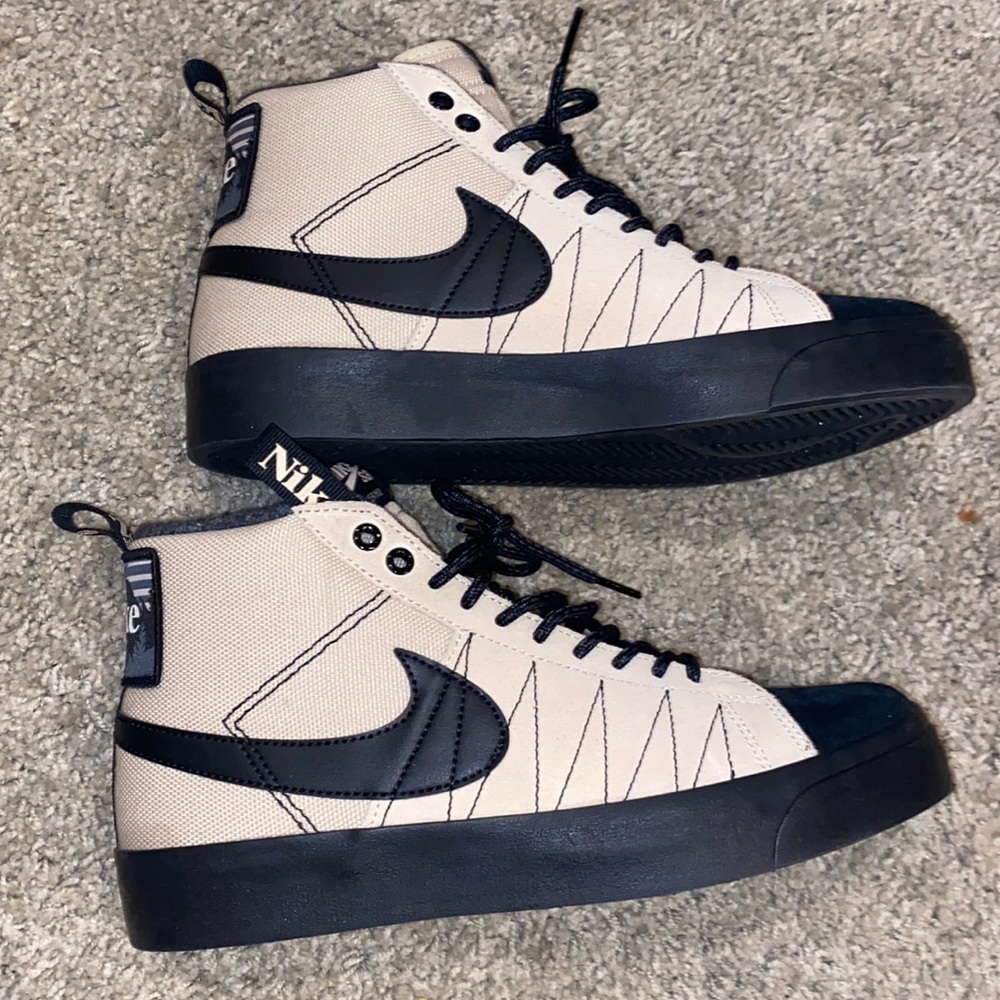Nike Black and Cream High-Top Sneakers
